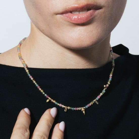 Luxenter ketting in 925 sterling zilver en multicolor zirkonia, afgewerkt in 18 karaat geel goud - Esli - Image 4