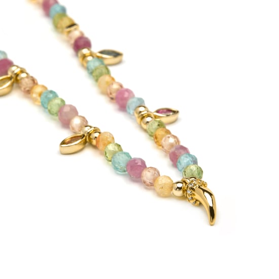 Luxenter ketting in 925 sterling zilver en multicolor zirkonia, afgewerkt in 18 karaat geel goud - Esli - Image 5
