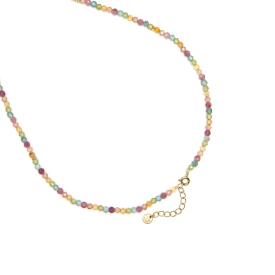 Luxenter ketting in 925 sterling zilver en multicolor zirkonia, afgewerkt in 18 karaat geel goud - Esli - Image 6