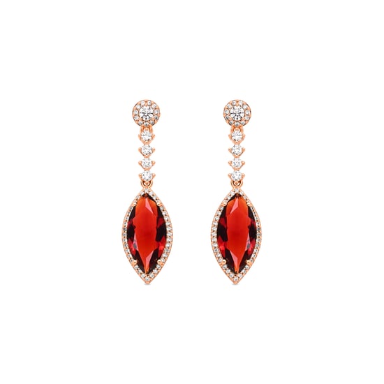 Luxenter Ruby Zirconia oorbellen afgewerkt in 18 karaat geelgoud - Musred - Image 1
