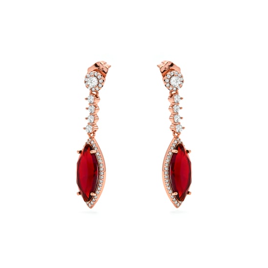 Luxenter Ruby Zirconia oorbellen afgewerkt in 18 karaat geelgoud - Musred - Image 3