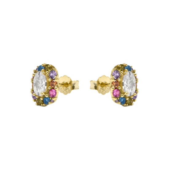 Luxenter Earrings in 925 Sterling Silver and Multicolor Zirconia finished in 18k yellow gold - Mezay - Image 3