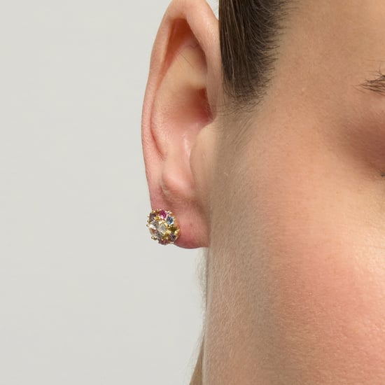 Luxenter Earrings in 925 Sterling Silver and Multicolor Zirconia finished in 18k yellow gold - Mezay - Image 4