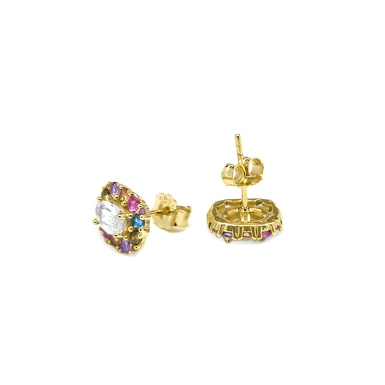 Luxenter Earrings in 925 Sterling Silver and Multicolor Zirconia finished in 18k yellow gold - Mezay - Image 5