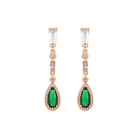 Luxenter Emerald Zirconia oorbellen afgewerkt in 18 karaats geelgoud - Orzus - Image 1