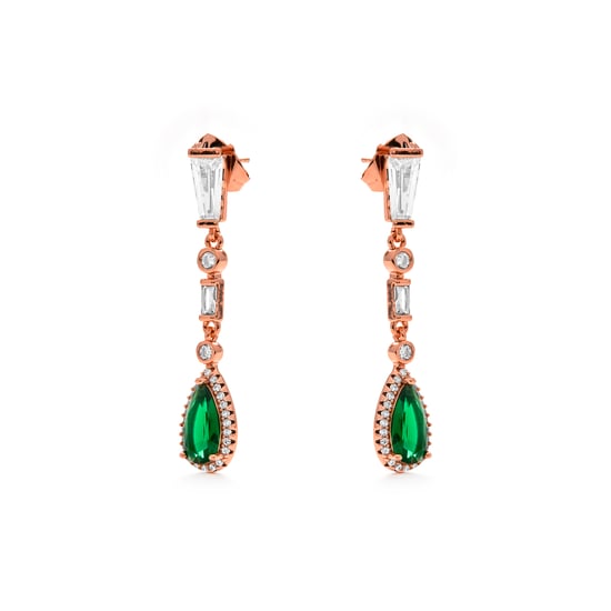 Luxenter Emerald Zirconia oorbellen afgewerkt in 18 karaats geelgoud - Orzus - Image 3