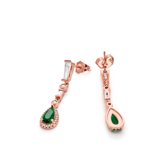 Luxenter Emerald Zirconia oorbellen afgewerkt in 18 karaats geelgoud - Orzus - Image 5