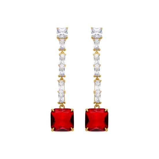 Luxenter earrings with Ruby Zirconia finished in 18k gold - Waraim - Image 1