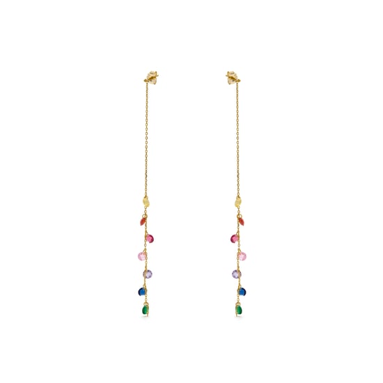 Luxenter oorbellen in metaallegering en multicolor zirkonia, afgewerkt in 18k geelgoud - Melne - Image 3