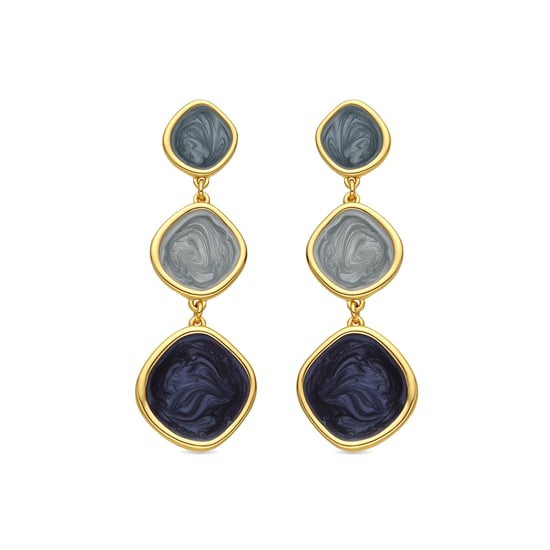Luxenter Earrings with Blue Lacquered 18k gold finish - Belgul - Image 1