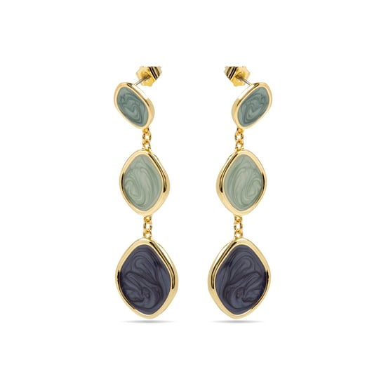 Luxenter Earrings with Blue Lacquered 18k gold finish - Belgul - Image 3