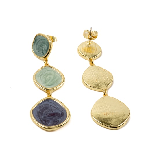 Luxenter Earrings with Blue Lacquered 18k gold finish - Belgul - Image 4