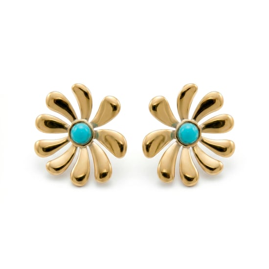 Luxenter Earrings in Turquoise finished in 18k yellow gold - Isum - Image 5