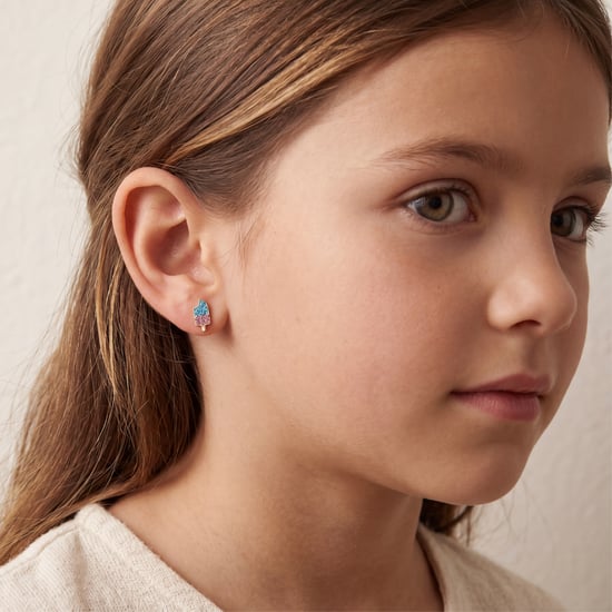 Luxenter earrings in 925 Sterling Silver and Multicolor Zirconia finished in 18k yellow gold - Yakai - Image 2