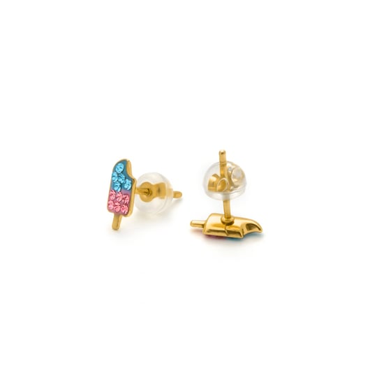 Luxenter earrings in 925 Sterling Silver and Multicolor Zirconia finished in 18k yellow gold - Yakai - Image 4