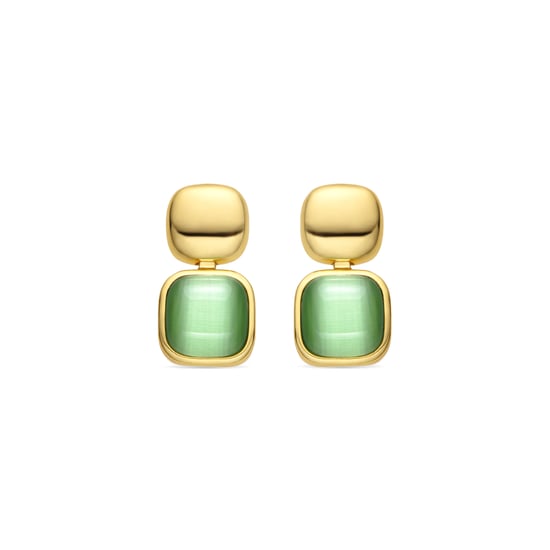 Luxenter earrings with Green Cat's Eye finish in 18k gold - Laroi - Image 1