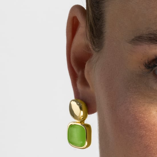 Luxenter earrings with Green Cat's Eye finish in 18k gold - Laroi - Image 3