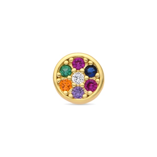 Luxenter Piercing i 925 Sterling Silver agus Multicolor Zirconia críochnaithe i 18k ór buí - Nero - Image 1