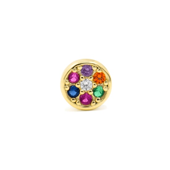Luxenter Piercing i 925 Sterling Silver agus Multicolor Zirconia críochnaithe i 18k ór buí - Nero - Image 2
