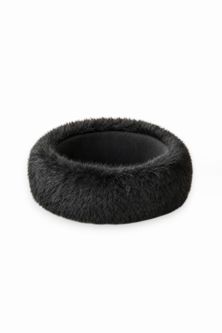 Faux Fur Headband in Black - Image 2