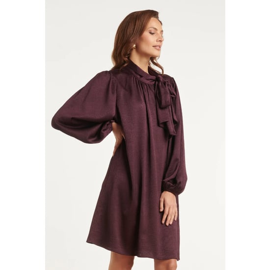Smashed Lemon Jurk met strikhals en satijnlook | - Image 3
