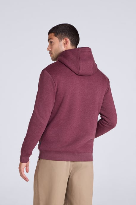 'Samuel' Men's Hoodie Sherpa Lined Drawcord Adjustable Hood Cosy Jumper Burgundy - Image 4