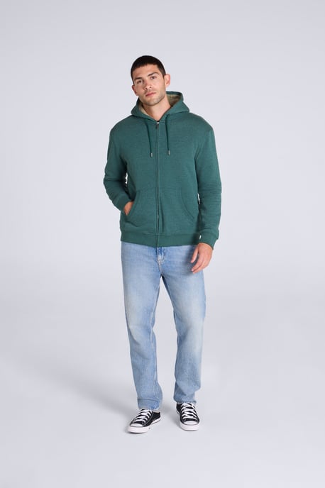 'Samuel' Men's Hoodie Sherpa Lined Drawcord Adjustable Hood Cosy Jumper Green - Image 2