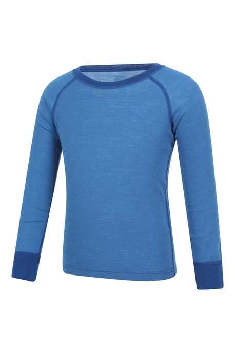 'Merino II' Kids Thermal Base Layer Top Long Sleeve Quick Wicking Blue/Navy - Image 2