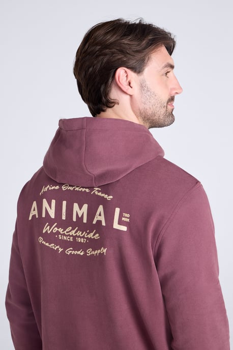 'River' Men's Hoodie Drawcord Adjustable Hood Cosy Pullover Berry - Image 2
