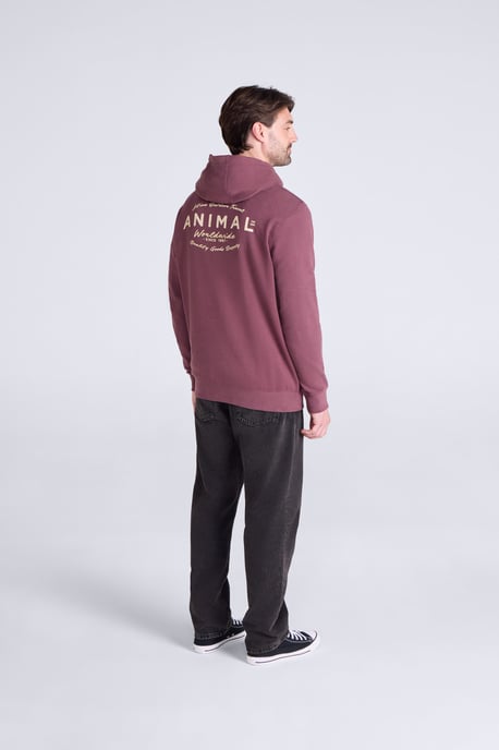 'River' Men's Hoodie Drawcord Adjustable Hood Cosy Pullover Berry - Image 5
