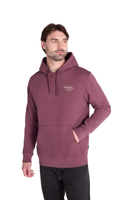 'River' Men's Hoodie Drawcord Adjustable Hood Cosy Pullover Berry - Image 6