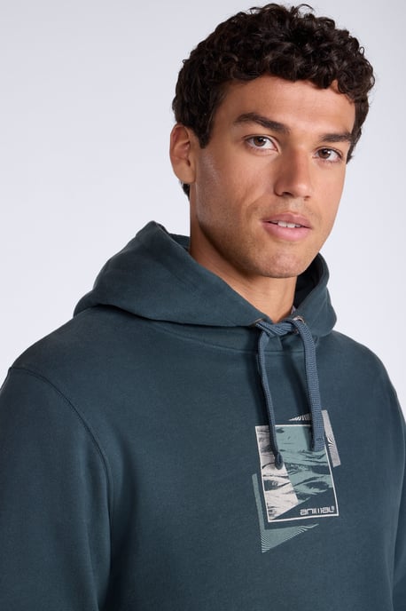 'River' Men's Hoodie Drawcord Adjustable Hood Cosy Pullover Navy/Blue - Image 3