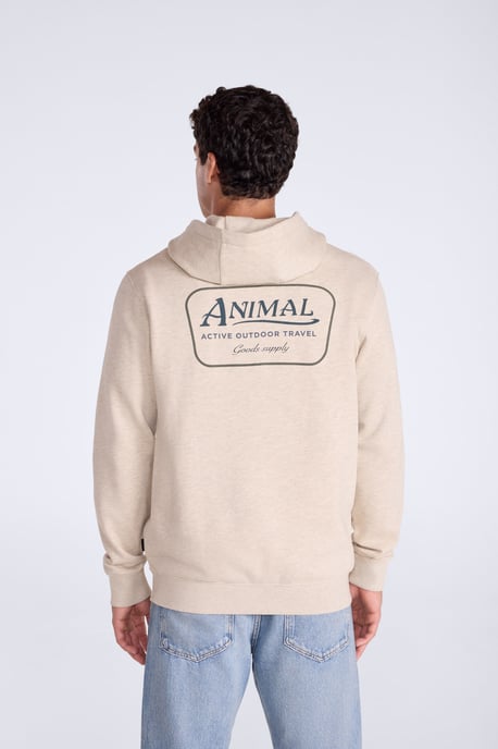 'River' Men's Hoodie Drawcord Adjustable Hood Cosy Pullover Cream - Image 3