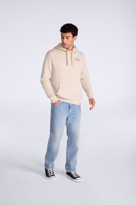 'River' Men's Hoodie Drawcord Adjustable Hood Cosy Pullover Cream - Image 4