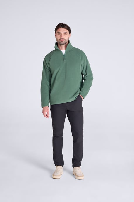 'Stockholm' Men's Fleece Jacket Half Zip Warm Cosy Sweater Dark Green - Image 2