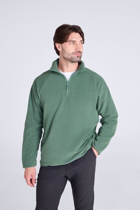 'Stockholm' Men's Fleece Jacket Half Zip Warm Cosy Sweater Dark Green - Image 4