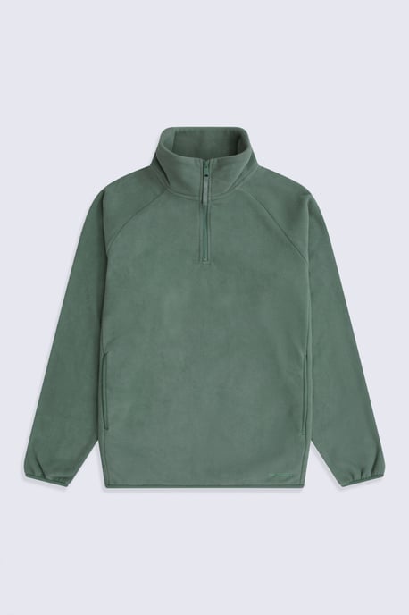 'Stockholm' Men's Fleece Jacket Half Zip Warm Cosy Sweater Dark Green - Image 5