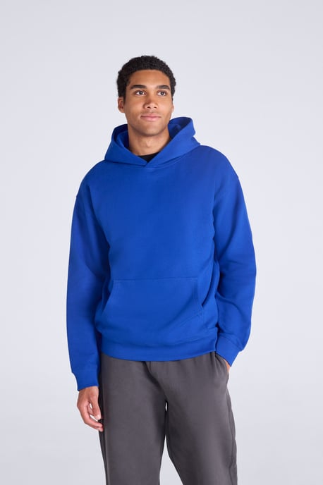 'Icon' Men's Logo Drop Shoulder Hoodie with Kangaroo Pocket Warm Sweatshirt Blue/Navy - Image 1
