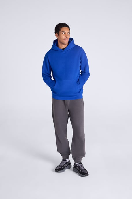 'Icon' Men's Logo Drop Shoulder Hoodie with Kangaroo Pocket Warm Sweatshirt Blue/Navy - Image 2