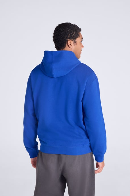 'Icon' Men's Logo Drop Shoulder Hoodie with Kangaroo Pocket Warm Sweatshirt Blue/Navy - Image 3