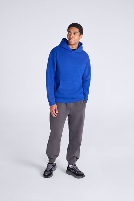 'Icon' Men's Logo Drop Shoulder Hoodie with Kangaroo Pocket Warm Sweatshirt Blue/Navy - Image 4