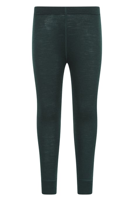 'Merino II' Kids Thermal Base Layer Trousers Breathable Winter Pants Dark Green - Image 1