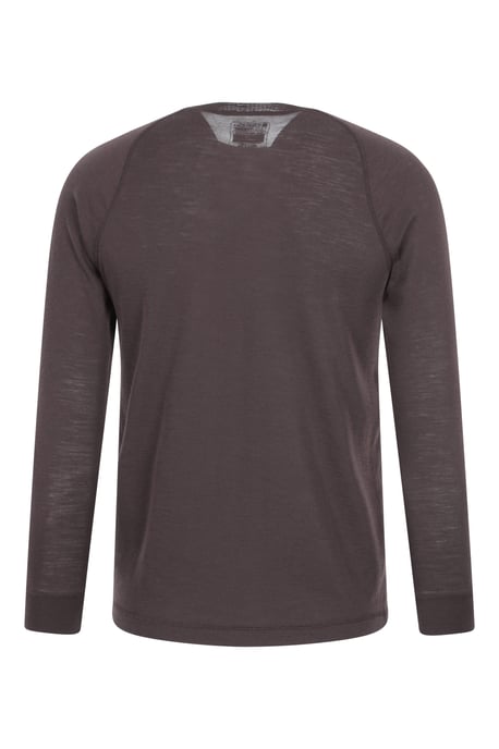 Merino Men's Thermal Baselayer Top Long Sleeve Hiking Winter Pullover Brown - Image 3