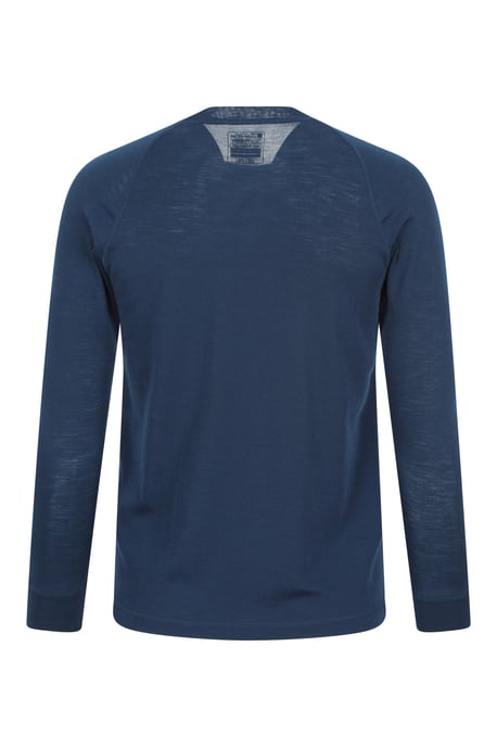 Merino Men's Thermal Baselayer Top Long Sleeve Hiking Winter Pullover Dark Blue - Image 3