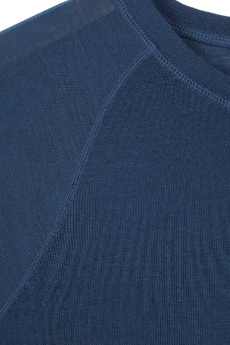 Merino Men's Thermal Baselayer Top Long Sleeve Hiking Winter Pullover Dark Blue - Image 4
