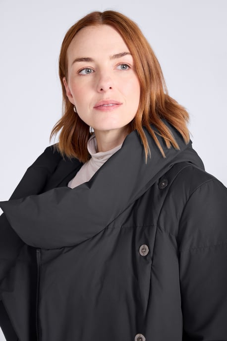 Women's Cosy Wrap Down Padded Jacket Water Resistant Warm Puffer Winter Coat Black - Image 3