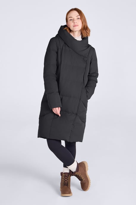 Women's Cosy Wrap Down Padded Jacket Water Resistant Warm Puffer Winter Coat Black - Image 5