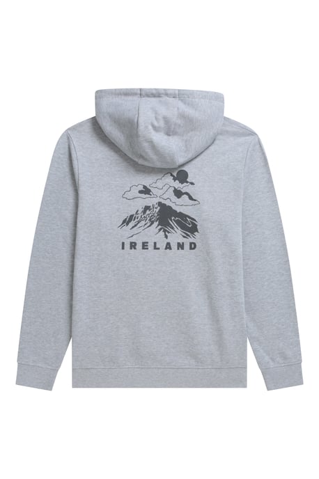 'Regional' Men's Ireland Graphic Overhead Hoodie with Kangaroo Pocket Pullover Grey - Image 2
