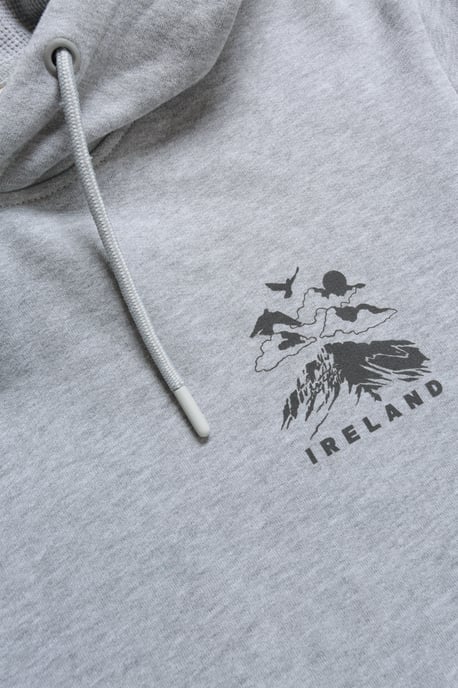 'Regional' Men's Ireland Graphic Overhead Hoodie with Kangaroo Pocket Pullover Grey - Image 3