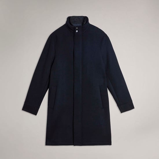 Men's Ted Baker Ederson Wool Blend Funnel Neck Coat in Navy - Image 5